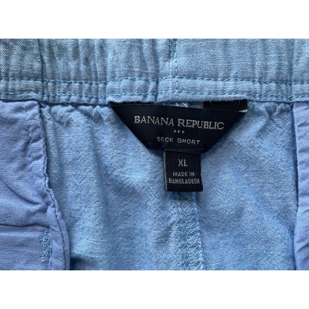 Banana Republic Chino Shorts Men's XL Blue Cotton Drawstring Elastic Pockets - Picture 4 of 7